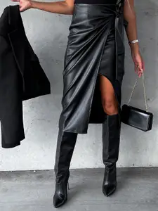 bebe High Slit Midi A-Line Skirt