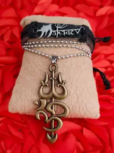 M Men Style Stainless Steel Gold-Plated Contemporary Pendant With Bracelet