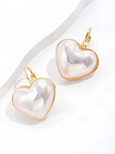 KARISHMA KREATIONS Stainless Steel Gold-Plated Heart Shaped Drop Earrings