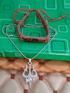 M Men Style Stainless Steel Silver-Plated Contemporary Pendant With Bracelet