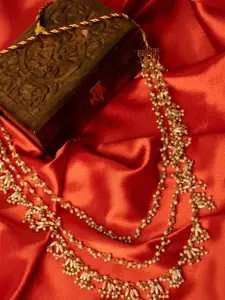 PANASH Gold-Plated Artificial Stones Beaded Statement Necklace