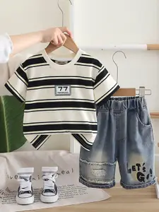 INCLUD Boys Striped Short Sleeves T-shirt With Shorts