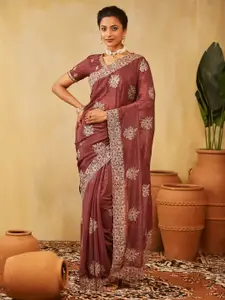 kasee Floral Embroidered Pure Chiffon Saree