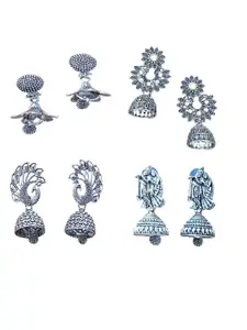 JMBW INTERNATIONAL Set Of 4 Silver-Plated Oxidized Drop Earrings