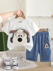 INCLUD Boys Appliqued Round Neck T-Shirt With Shorts