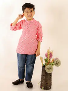 Superminis Boys Geometric Printed Sequinned Kurta