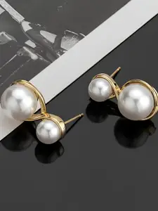 KARISHMA KREATIONS Stainless Steel Gold-Plated Contemporary Shaped Drop Earrings