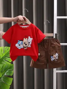 INCLUD Boys Printed Short Sleeves T-shirt With Shorts