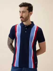Status Quo Men Regular Fit Striped Polo Collar T-shirt