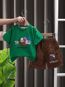 INCLUD Boys Graphic Applique Round Neck T-shirt With Shorts