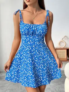 AAHWAN Floral Print Fit & Flare Mini Dress