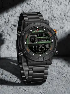Naviforce Men Embellished Dial & Stainless Steel Straps Digital Watch NF9241S_B GN B