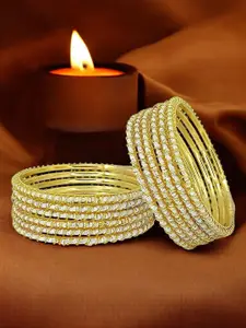 FEMMIBELLA Set Of 12 Gold-Plated Beaded Bangles