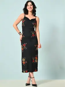 IUGA Floral Print Bodycon Midi Dress