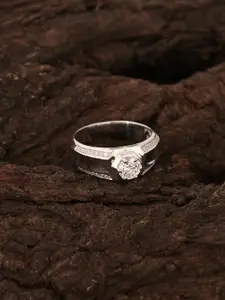 HIFLYER JEWELS 925 Sterling Silver Cubic Zirconia Stone-Studded Finger Ring