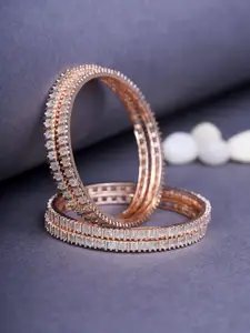 Opal Touch Set Of 4 Rose Gold-Plated AD Studded Bangles