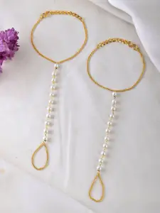 Silvermerc Designs Gold-Plated Pearls Anklet