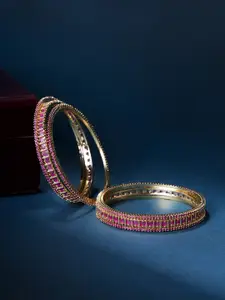 Opal Touch Set Of 6 Gold-Plated AD Studded Bangles