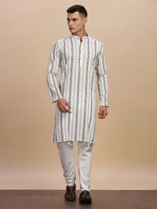 Anouk Men Striped Thread Work Kurta