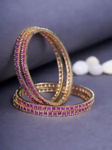 Opal Touch Set Of 4 Gold-Plated AD Studded Bangles