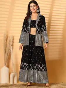 all about you Embellished Sequinned Top With Sharara and Blazer Co-Ords