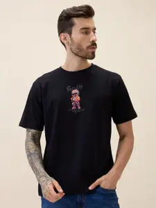 Status Quo Men Printed Pure Cotton Applique T-shirt