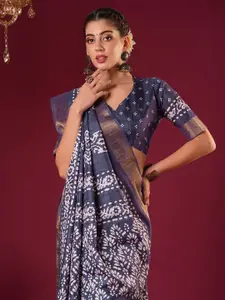 Anouk women floral Zari Pure Cotton Silk Blend Chanderi saree