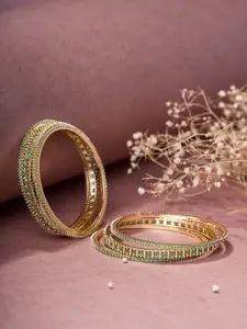 Opal Touch Set Of 6 Gold-Plated AD Studded Bangles