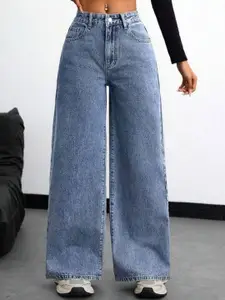 RIVI Women Jean Boyfriend Fit High-Rise Acid Wash Stretchable Jeans