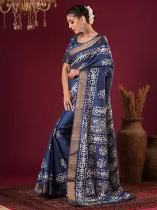 Anouk Floral Zari Silk Blend Sungudi Saree