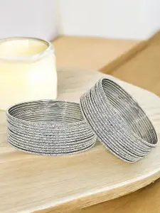 FEMMIBELLA Set Of 24 Silver-Plated Textured Bangles