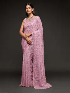 Trendmalls Embellished Sequinned Poly Georgette Saree