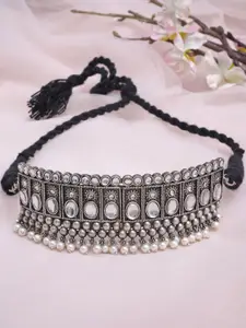 JAYPORE Brass Silver-Plated Necklace