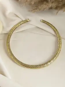 Silvermerc Designs Brass Floral Engraved Gold-Plated Necklace