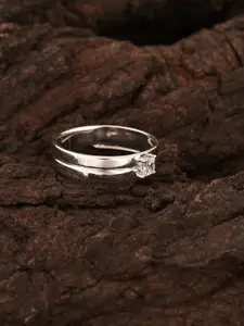 HIFLYER JEWELS Men 925 Sterling Silver Cubic Zirconia Stone Studded Finger Ring