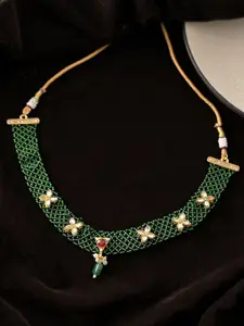 Silvermerc Designs Gold-Plated Floral Beaded Choker Necklace