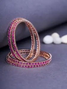 Opal Touch Set Of 4 Rose Gold-Plated AD Studded Bangles