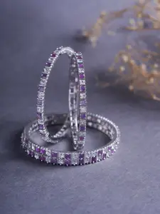 Opal Touch Set Of 4 Rhodium-Plated AD Studded Bangles