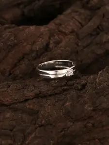 HIFLYER JEWELS 925 Sterling Silver Cubic Zirconia Stone-Studded Finger Ring