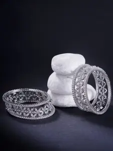 Opal Touch Set Of 6 Rhodium-Plated AD Studded Bangles