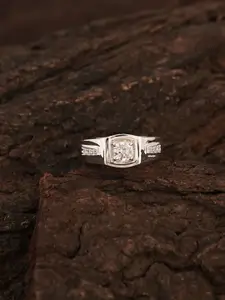 HIFLYER JEWELS 925 Sterling Silver Cubic Zirconia Stone-Studded Finger Ring