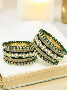 FEMMIBELLA Set Of 10 Gold-Plated Thread Bangles