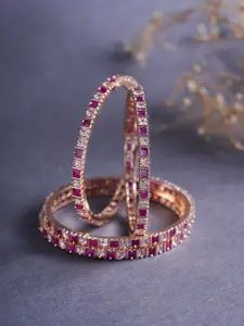 Opal Touch Set Of 4 Rose Gold-Plated AD Studded Bangles