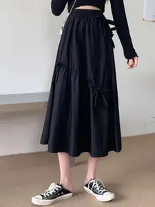 Outzidr Women Flared Skirt With Bow Detail