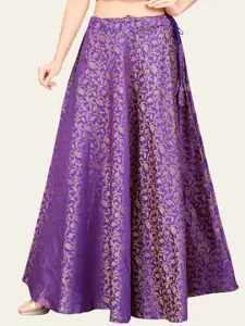 Studio Shringaar Women's Readymade Banarasi Brocade Printed Maxi Flared Skirt