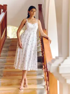 AND Print  Women Sleeveless Cotton A-Line  Midi Dress