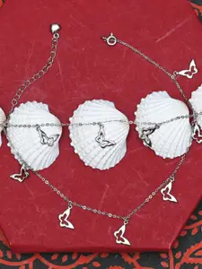 925 SILLER Pack of 2 925 Pure Silver Multiple Charm Anklets