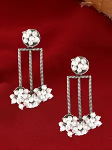 Sangria Silver-Plated Pearls Classic Shaped Drop Earrings