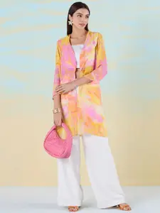 navyasa by liva Abstract Printed V-Neck Regular Open Front Shrug