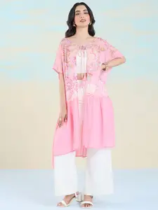 navyasa by liva Floral Printed Tie-Up Chiffon Shrug